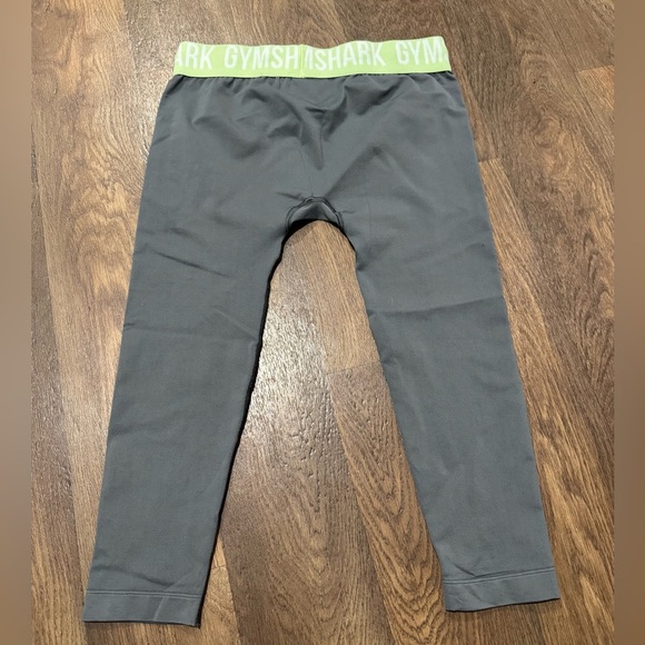 Gymshark Fit Seamless Leggings Charcoal Gray Lime Green Size Medium Workout - Picture 5 of 9